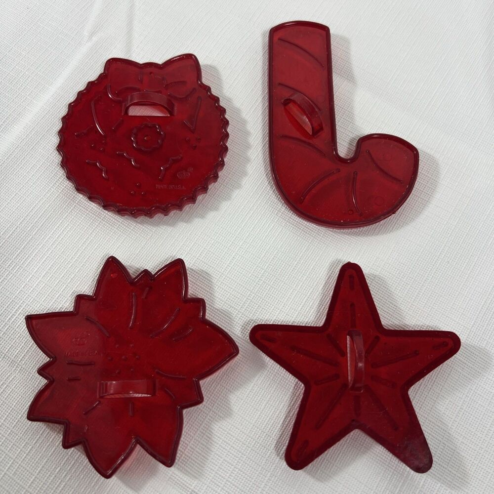 HRM - Vintage Plastic Cookie Cutters - Christmas Holiday - Set of 4